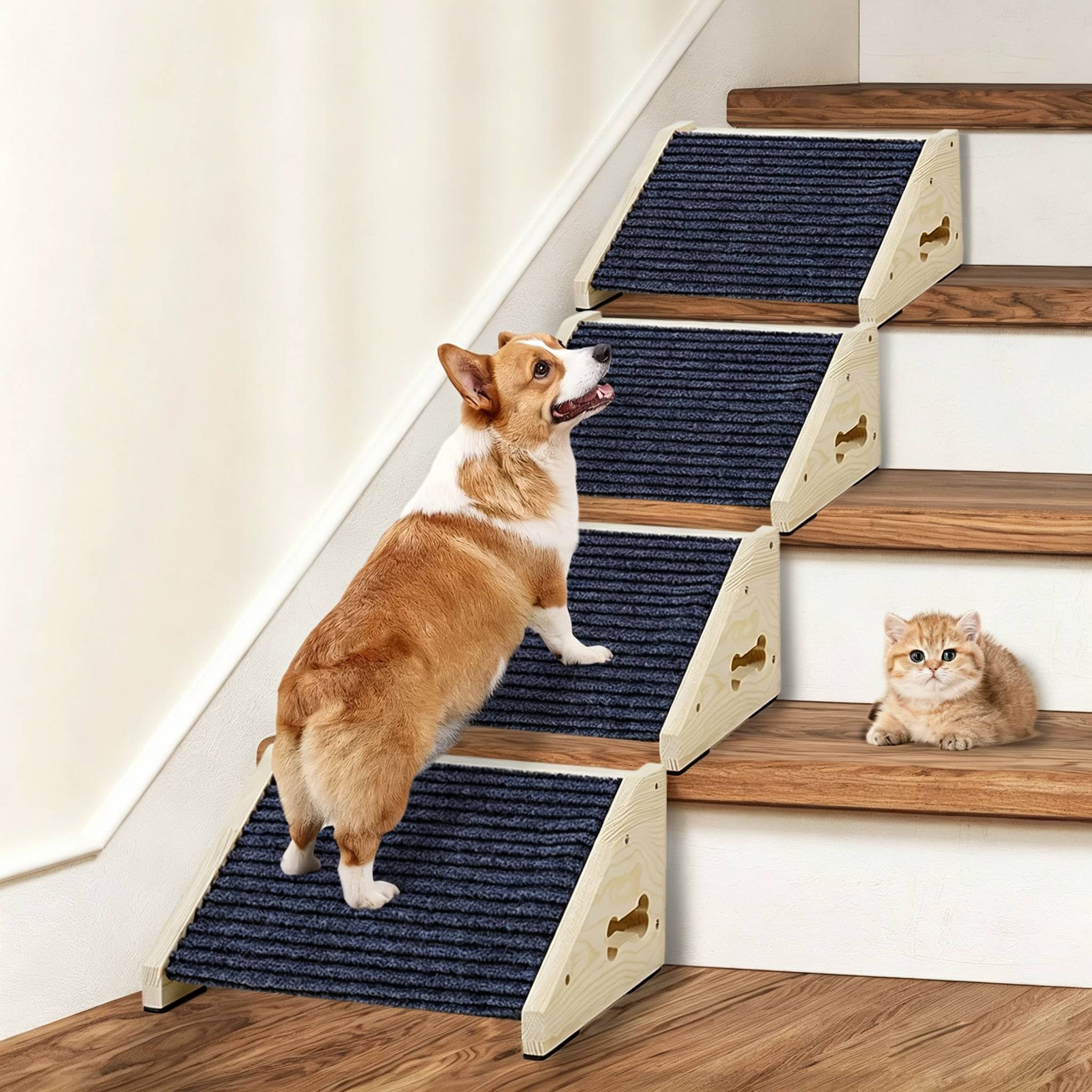 Calming Dog Bed - Escadas de Madeira para Cães, Rampas