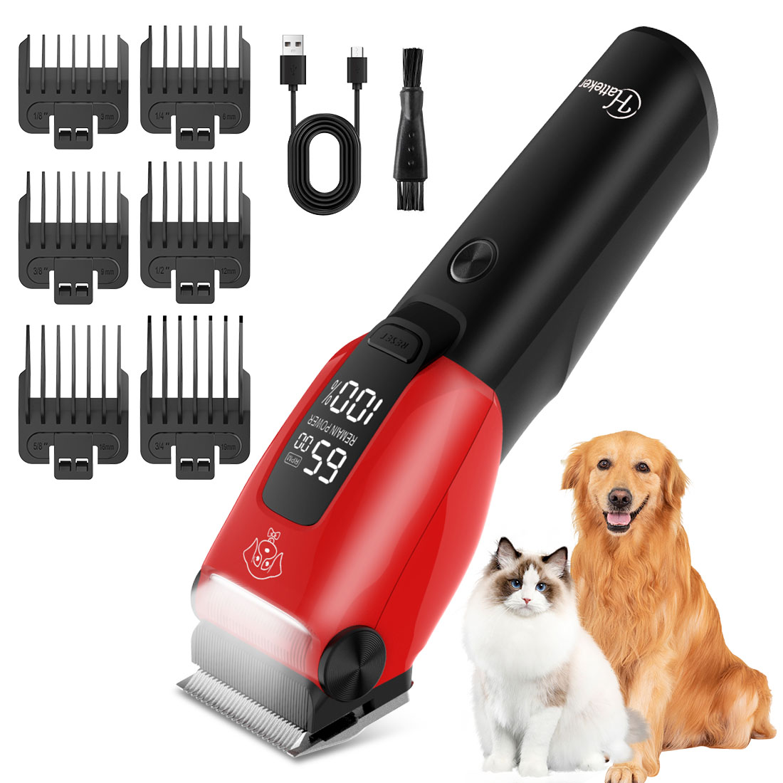 Dog Grooming Clippers - Máquina de Cortar Pelos Elétrica Hatteker