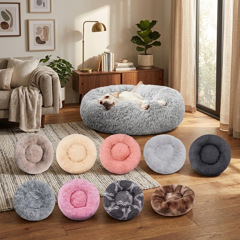 Cama Redonda de Pelúcia para C - Calming Dog Bed avaliação e preço